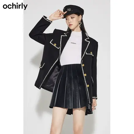 ochirly欧时力 纯羊毛麦呢小香风外套女  新款春装中长款西装商品大图