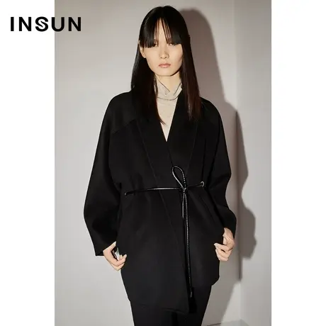 【官方直播】恩裳COVER纯羊毛大衣保暖翻领毛呢外套女图片