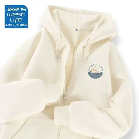 真维斯LIFE早秋薄外套女2023秋新款奶杏色气质高级感oversize上衣商品大图