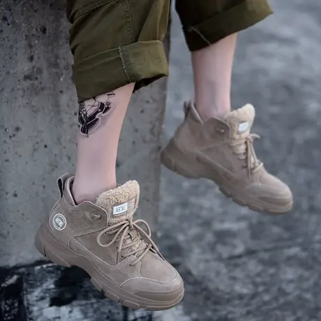 Artmu阿木工装靴高帮马丁靴休闲短靴老爹鞋女ins潮棉鞋女冬 加绒图片