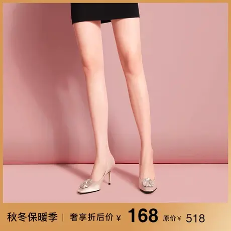 熙漫2023新款细跟气质水钻时尚单鞋百搭优雅设计感原创婚鞋单鞋女图片