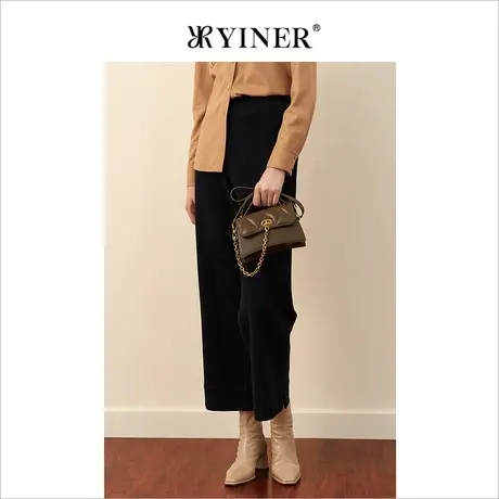 YINER音儿女装冬季通勤高腰阔腿裤休闲裤商品大图