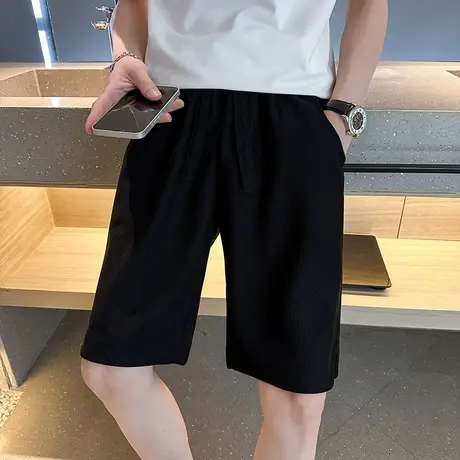 时尚潮牌夏季五分短裤2023新款纯色中裤休闲小众痞帅直筒潮男卫裤图片