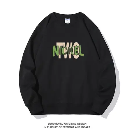 美式休闲小众设计感潮流字母印花圆领卫衣男青少年套头宽松上衣商品大图