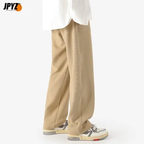 休闲直筒裤子男冬季纯色高街长裤垂感卫裤秋冬款潮美式宽松运动裤商品大图