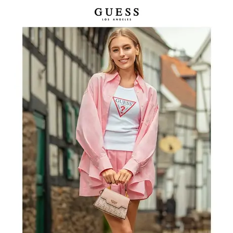 GUESS女设计感小众廓形宽松翻领长袖衬衫外套商品大图