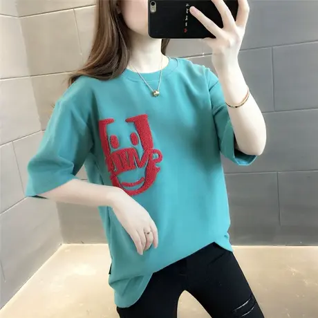 宽松韩版ins潮五分袖卫衣女春夏百搭设计感小众上衣洋气2023新款图片