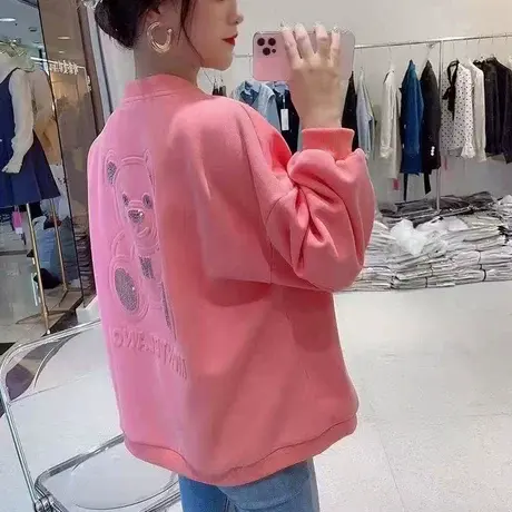 美式棒球服女春秋装烫钻短外套百搭设计感小众夹克衫外套ins国潮图片