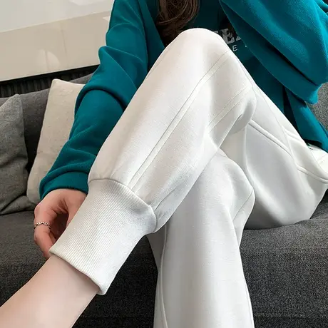 白色运动裤女春秋2023新款显瘦宽松哈伦休闲萝卜小脚九分束脚卫裤商品大图