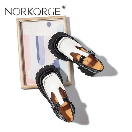 学院黑白时装单鞋女鞋图片