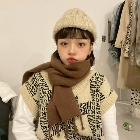 红续小众字母设计感马甲针织衫女加厚保暖古着毛衣叠穿秋冬外搭图片