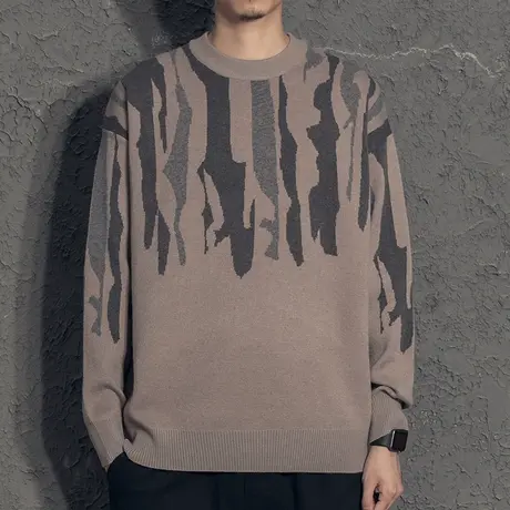 奕飏2020秋冬季新款圆领毛衣男韩版潮流男针织衫学生宽松线衣上衣商品大图