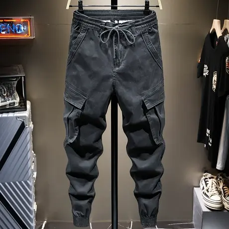 夏季薄款潮牌工装裤男宽松束脚男士休闲长裤子男多口袋余文乐男装图片