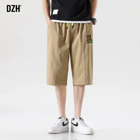 男士小熊印花短裤男夏季薄款抽绳松紧腰直筒宽松裤子2023新款中裤商品大图