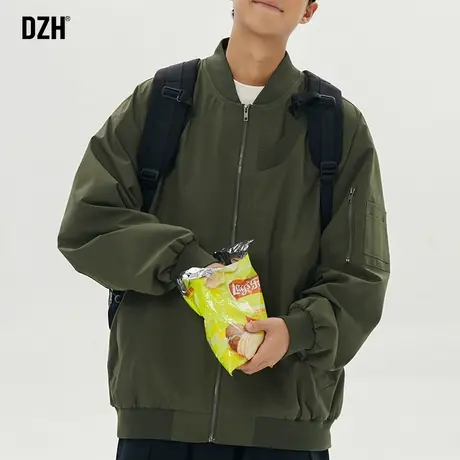 男士军绿色棒球服男春季男装美式飞行员夹克休闲外套男款茄克外衣商品大图