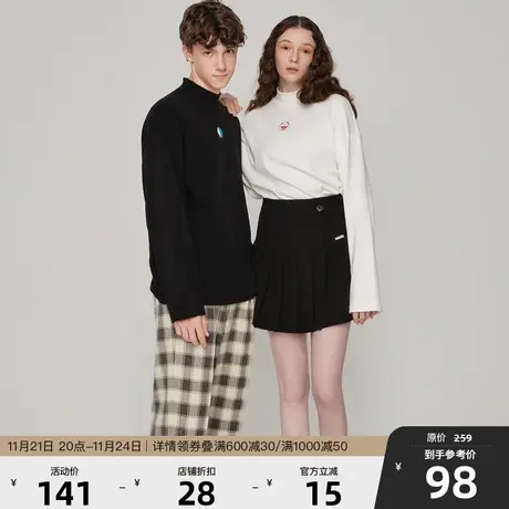 【哆啦A梦】bosie2023春秋长袖T恤男百搭纯色半高领情侣打底衫潮商品大图