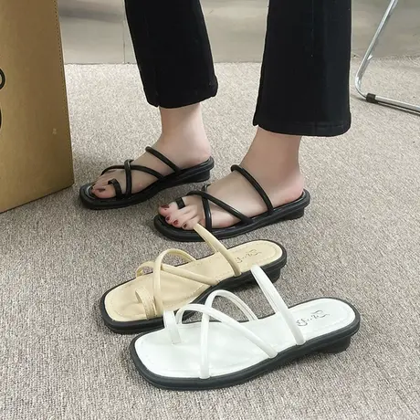 拖鞋女外穿2023新款夏季时尚网红半拖爆款罗马凉鞋仙女风凉拖鞋女图片