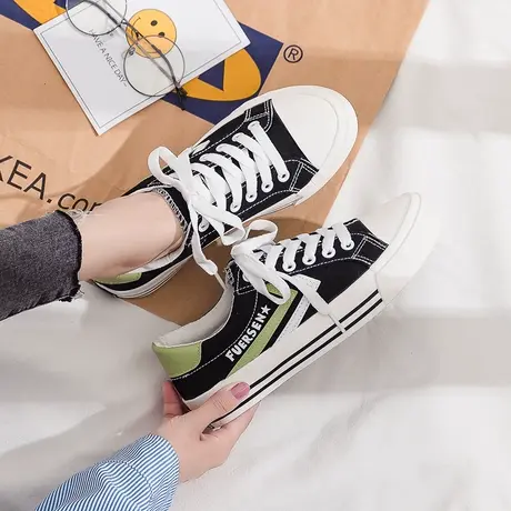 帆布鞋女ulzzang2020年新款夏天低帮潮鞋ins百搭可爱女韩版日系女图片
