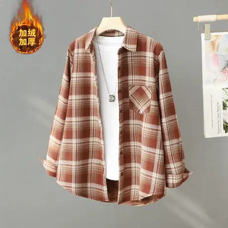 2024秋冬新款衬衫女宽松显瘦韩版加绒加厚外套衬衣叠穿内搭上衣潮图片