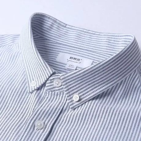 格慕施春秋纯棉牛津纺竖条纹长袖衬衫男大码宽松衬衣商务休闲寸衫图片