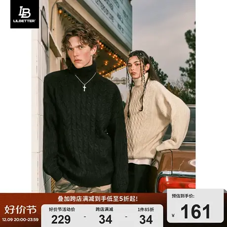Lilbetter半高领毛衣男冬季慵懒内搭加厚打底衫复古情侣针织上衣商品大图