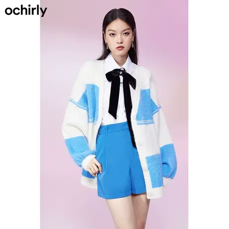 【品牌甄选】黑标系列欧时力含羊毛针织外套春夏中长开衫软糯慵懒图片