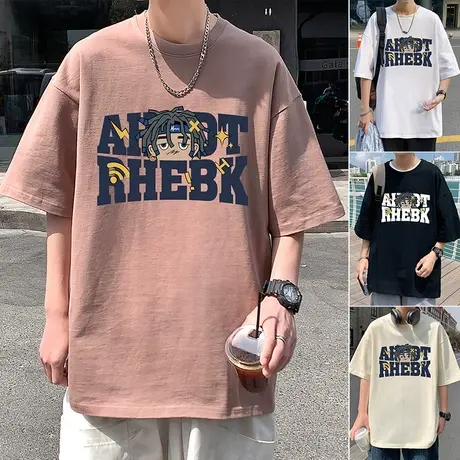 纯棉美式短袖t恤男夏季2025新款立体发泡印花半袖潮流潮牌ins体恤图片