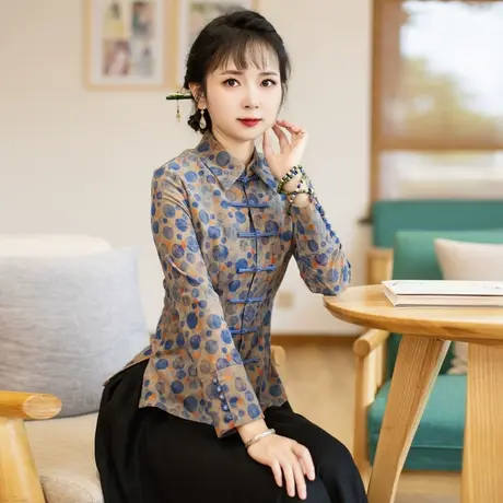 筠雅唐装上衣女中国风改良旗袍复古中国风民国新中式女装 23J203商品大图