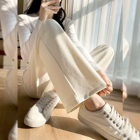 裤子女2022新款爆款拖地裤垂感高级小个子腿精休闲直筒长裤阔腿裤图片