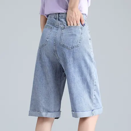 六分阔腿牛仔裤女夏季薄款2023新款短裤夏a字五分裤中裤直筒宽松图片