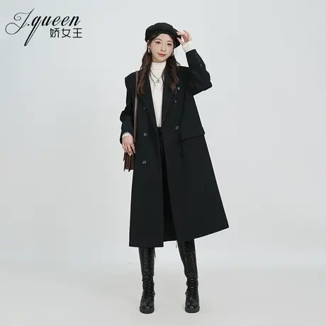 西装外套女中长款大衣2023秋季新款高级感气质修身双排扣西服风衣图片