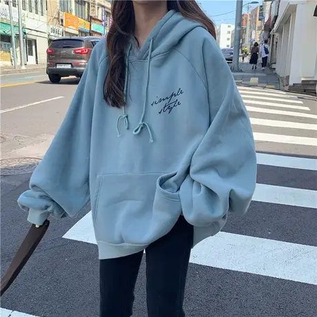 炸街连帽卫衣女2020秋冬ins宽松韩版chic上衣加绒加厚ulzzang外套商品大图