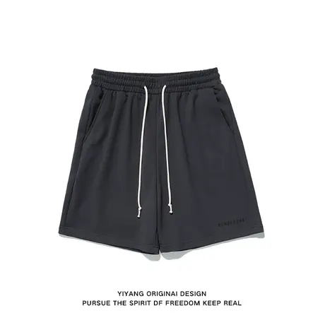 垂顺质感宽松卫裤男裤子夏天男款薄款直筒运动裤字母烫印休闲短裤商品大图