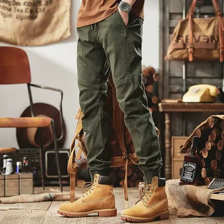 Modi Nick/摩帝尼克纯棉男士百搭休闲工装裤修身男裤直筒潮流长裤商品大图