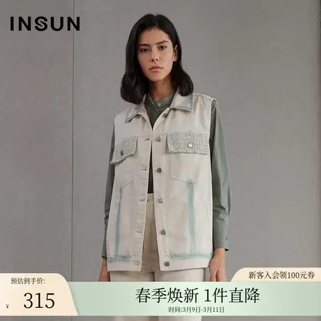 INSUN恩裳春季工风拼接口袋马甲商品大图