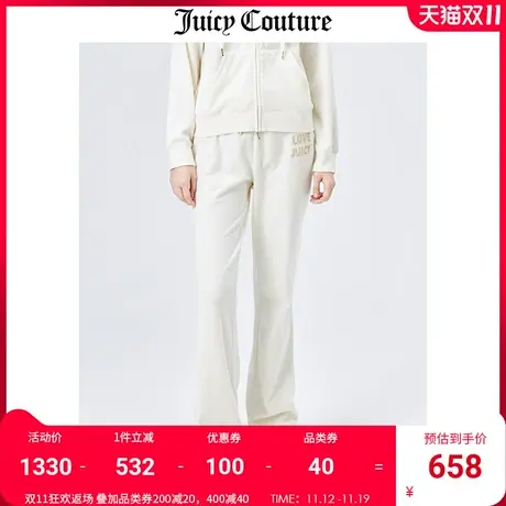 Juicy Couture橘滋休闲裤女美式秋冬新款天鹅绒长裤直筒微喇裤女商品大图