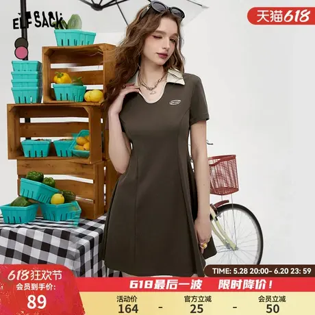 妖精的口袋Polo领运动风连衣裙女2024年春夏新款修身显瘦休闲裙子图片
