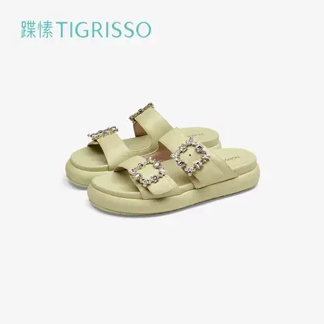 蹀愫夏外穿厚底钻扣沙滩配裙凉拖鞋可调节一字带TA54314-53商品大图