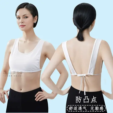 防凸点宽松不勒背心女中老年一片式绑带文胸棉睡眠内衣商品大图