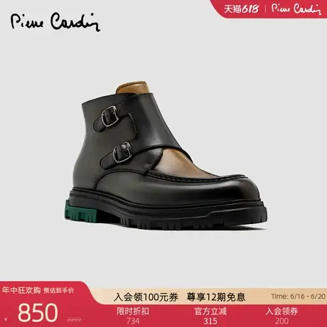 Pierre Cardin/皮尔卡丹男鞋擦色皮靴真皮轻底皮鞋双扣侧拉链图片