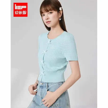 IEF/爱依服2025夏季新款多巴胺百搭流行夏日穿搭减龄短款毛织上衣商品大图