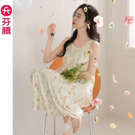 芬腾吊带连衣裙子睡衣女夏季薄款2025新款可外穿甜美性感睡裙长裙商品大图