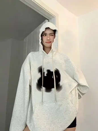 高街hiphop大码外套女灰色薄款设计感上衣ins潮牌秋季小个子卫衣商品大图