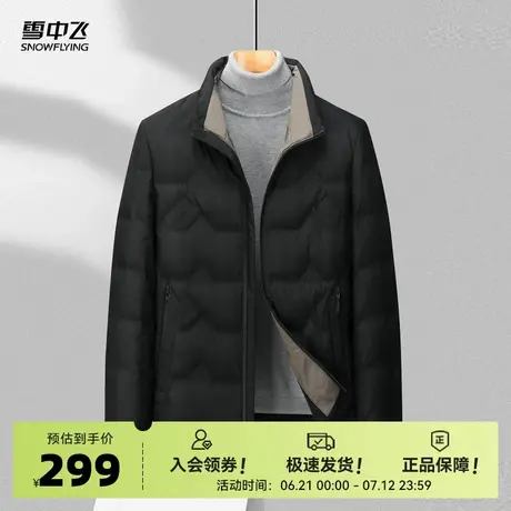 雪中飞2025秋新款男士爸爸款短款立领羽绒服商务休闲直筒纯色商品大图