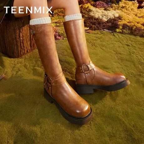 【好物体验专享】天美意厚底高筒长靴骑士靴女西部靴2023NQX29DG3图片