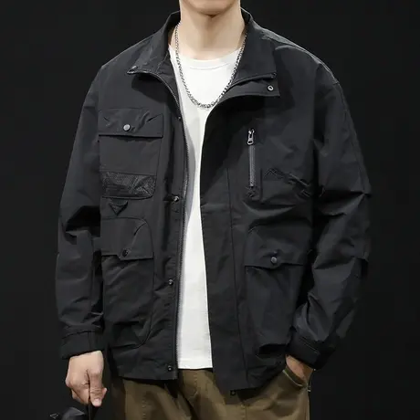 夹克男外套秋冬潮牌男装多袋工装大码男款上衣男士冲锋衣2023新款图片