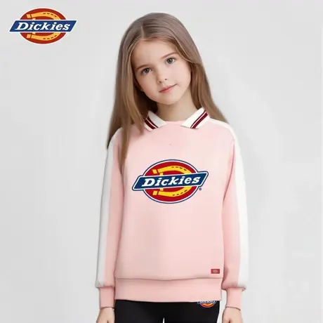Dickies童装女童卫衣儿童2025新款polo领上衣男孩学院风秋季衣服A商品大图