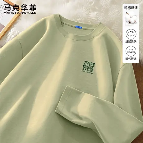 马克华菲长袖t恤男纯棉2025新款秋季衣服男款青少年宽松男士上衣X商品大图