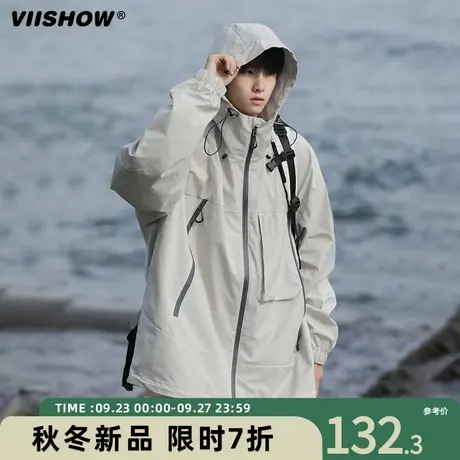 VIISHOW冲锋夹克外套男士春秋款潮牌工装夹克男连帽户外防风上衣商品大图