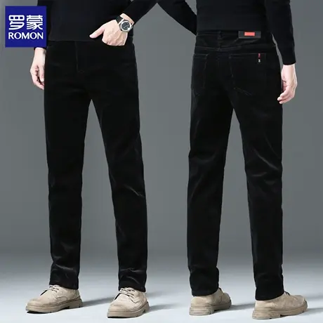 罗蒙灯芯绒休闲裤男2025秋冬新款修身直筒弹力商务爸爸长裤子N1Z图片